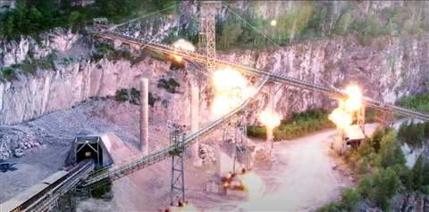 Conveyor belt explosion at Croft Quarry