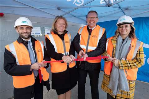 Helix District Energy Centre Sam Hockman, Nicola Lovett, Councillor Nick Forbes and Councillor Penny Evans