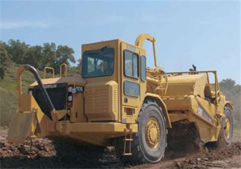 Caterpillar's 621 G wheeled tractor scraper.
