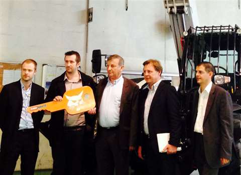 Left to right) Laurent Gicquel, Pontchâteau plant manager; Mickael Coutard and Michel Coutard of Man