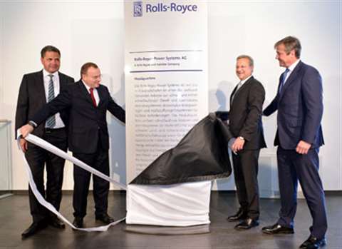 Members of the Rolls-Royce Power Systems executive board unveiled a new logo in Friedrichshafen, Ger