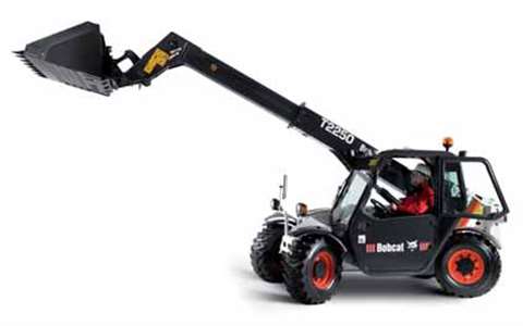 Bobcat's new 2,2 tonne, 5,2 m reach T2250 has a quick coupler system that allows it to use all the a