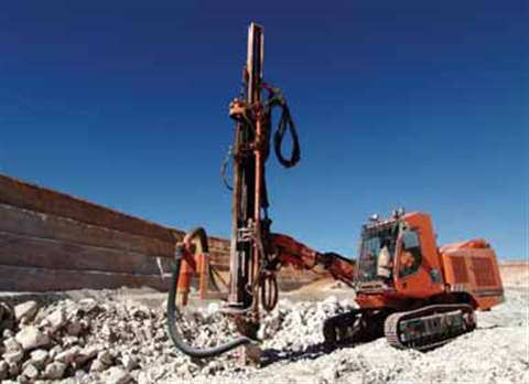 Sandvik manufactures a full range of drilling rigs for the quarrying industry. Pictured is the flags
