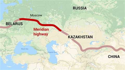 Proposed route of the Meridian highway