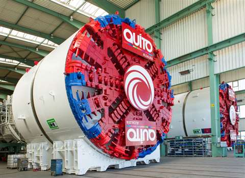 Two identical Herrenknecht TBMs, with a diameter of 9.36 m, will be used on the Metro de Quito, Ecua