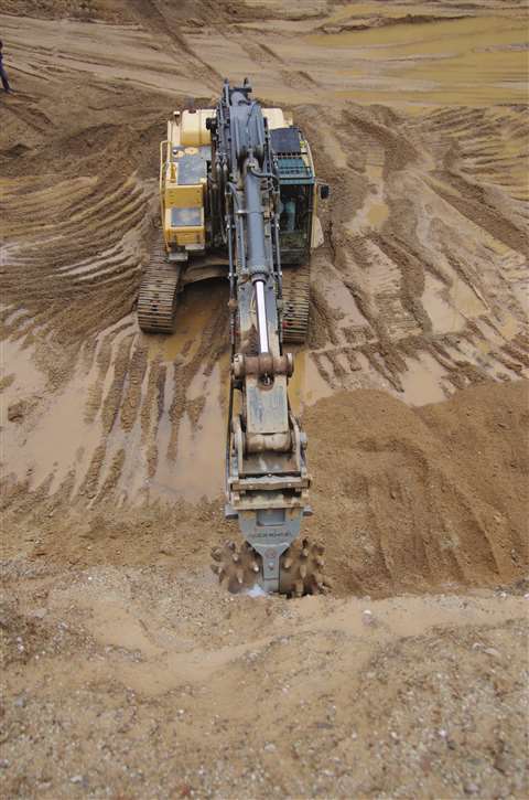 Rockwheel D30 Cutting Unit on a 36 tonne excavator