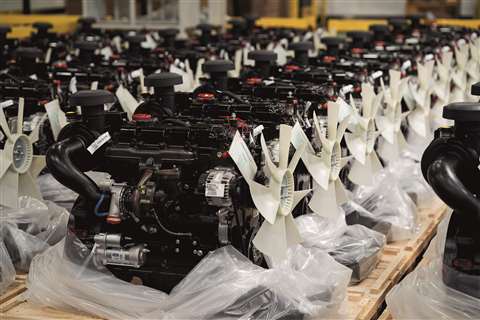 At Perkins' facility in Peterborough, UK, engines sit completed, ready to b  transported to manufacturers