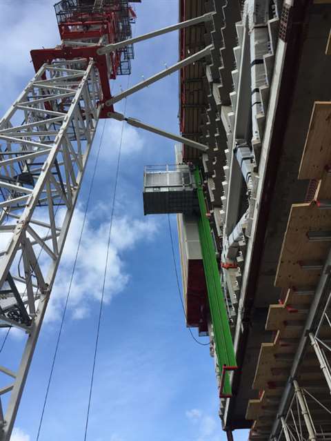 XL's Formwork Hoist at Manhattan Loft Gardens, London, UK. 