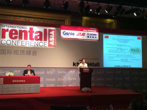 David Phillips and Karin Sun from Off-Highway Research presenting at International Rental Conference
