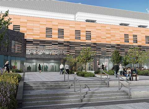 IBI Group's impression of €193.6 million Chase Farm Hospital, London, UK.
