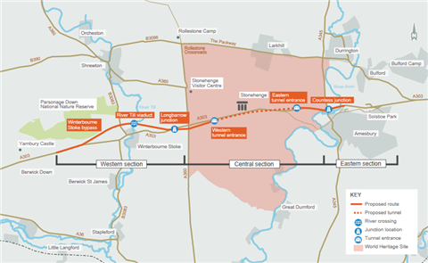 Stonehenge tunnel map